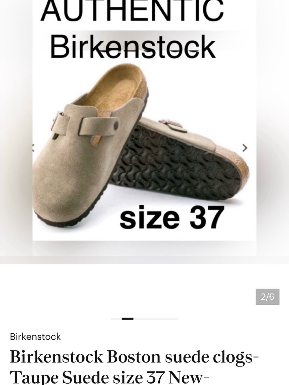 Birkenstock Boston-authentic-size 37 - Suede Clog in Taupe (Tan)NEW in box/tags - Picture 2 of 7